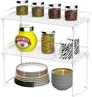 Stackable Kitchen Cabinet Organizers and Storage Shelf 2 Pack